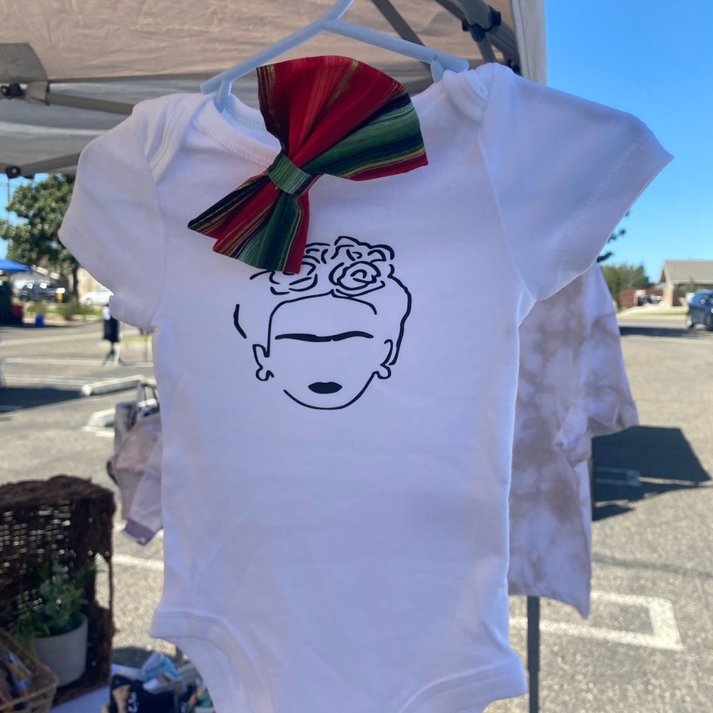 Baby Frida Onesie with Zarape Alligator Clip